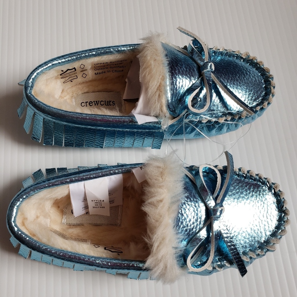Blue Metallic JCrew Moccasins